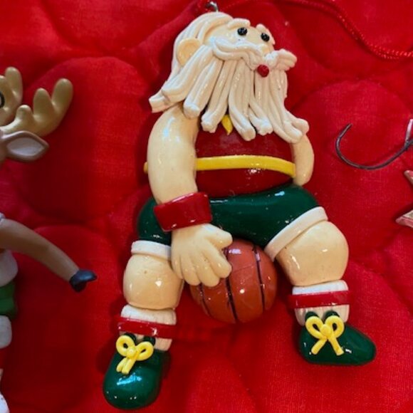 Lot of 9 * SPORTS Christmas Ornaments * FOOTBALL Basketball GOLF Bowling * SANTA - Picture 9 of 11